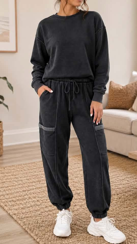 Black 2 piece jogger set