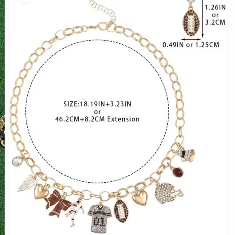 Football Charm necklace and earring set