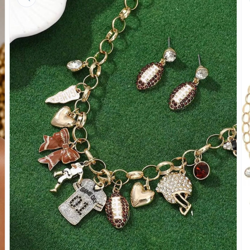 Football Charm necklace and earring set