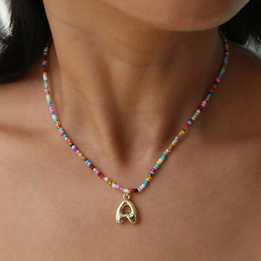 Colorful Bubble Initial necklace