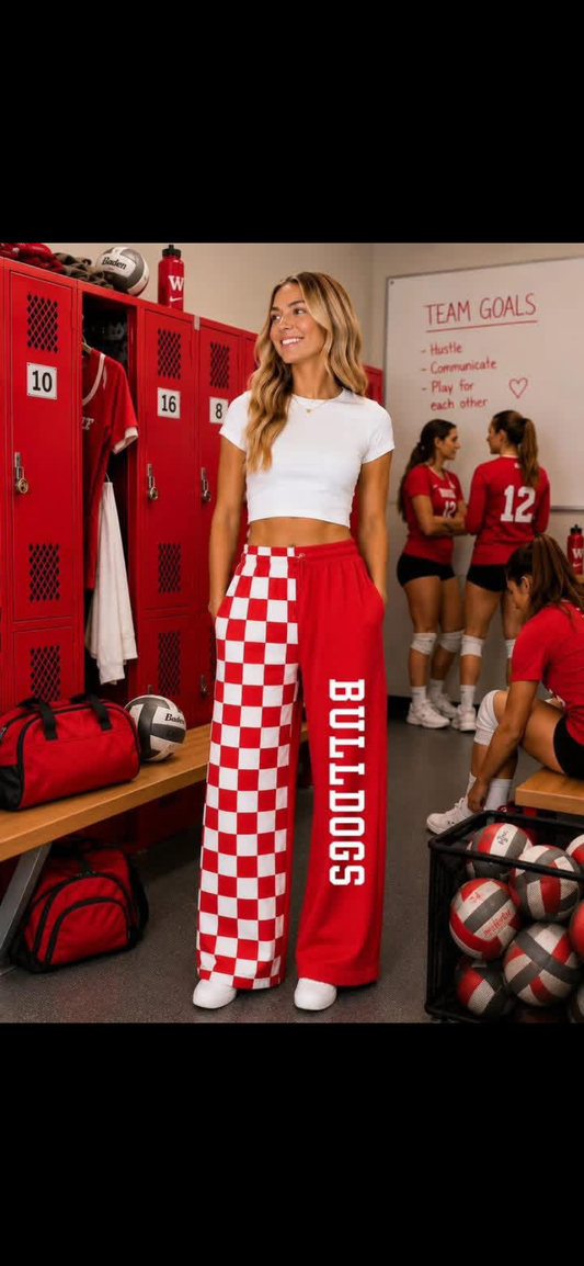 Red checkered Bulldog lounge pants