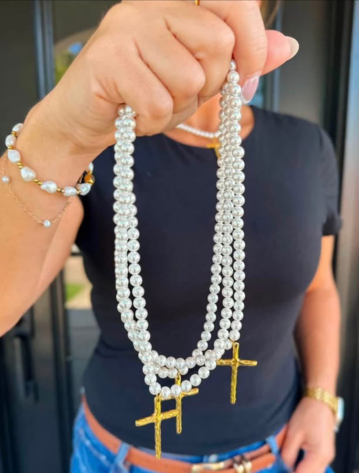 Pearl Cross Necklace
