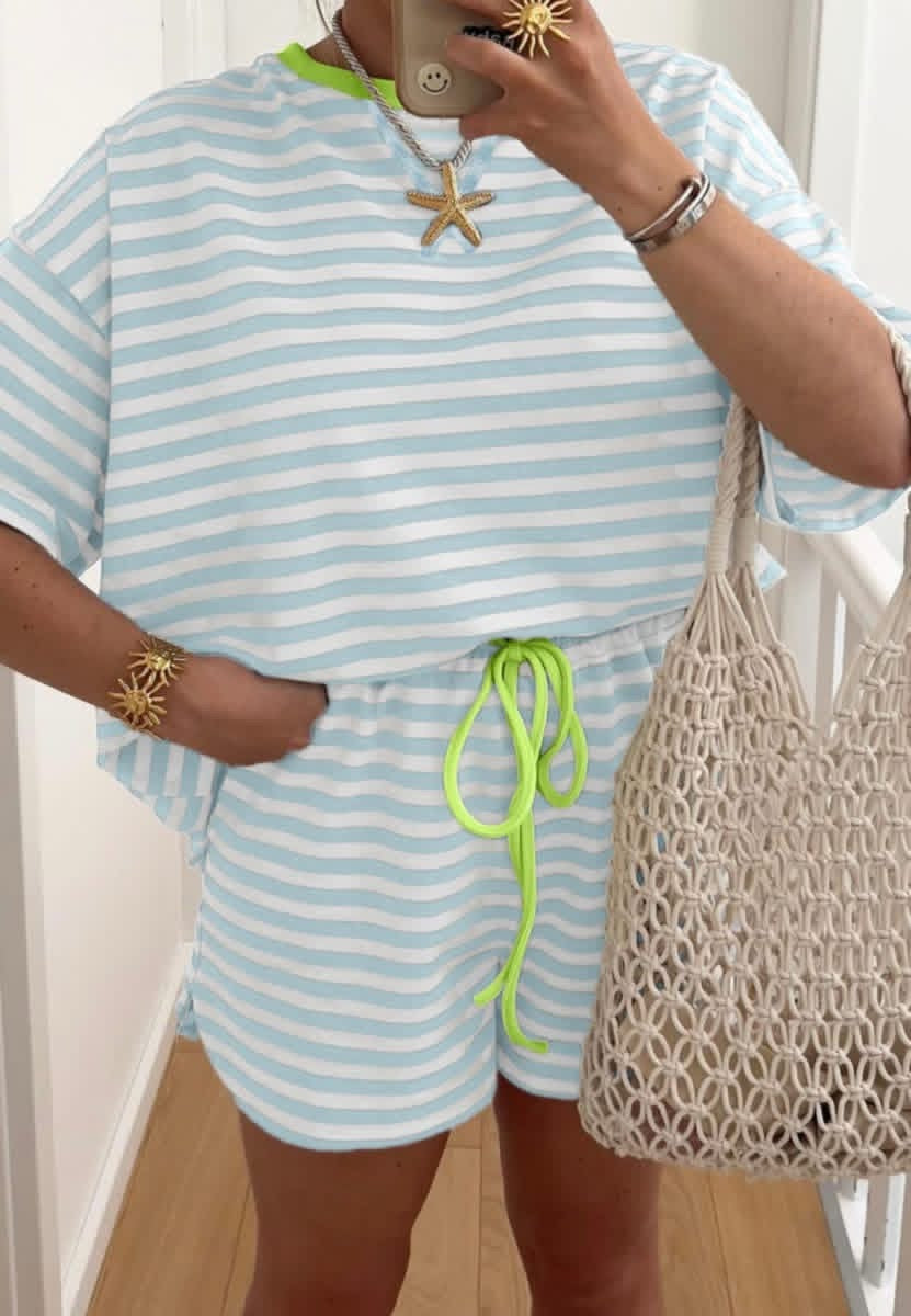 Blue/ like striped set