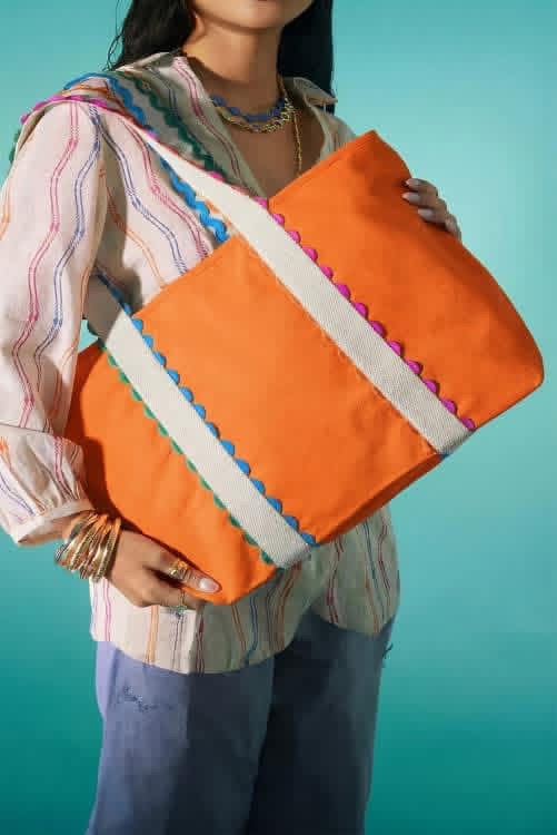 Canvas Ricrac tote bag