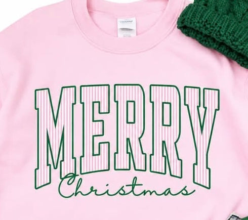 Pink Merry Christmas stripe