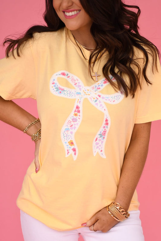 Floral bow tee