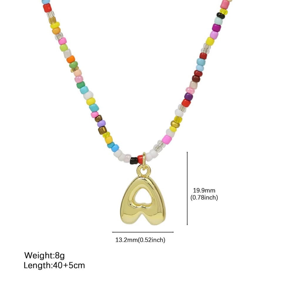 Colorful Bubble Initial necklace