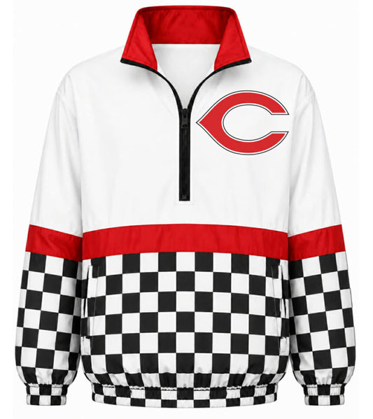 Black checkered windbreaker