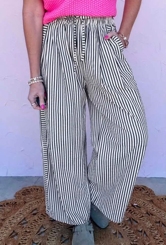 Black stripe casual pant